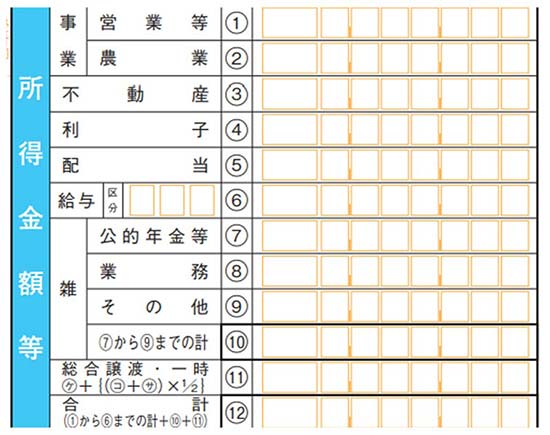 所得金額等の書き方