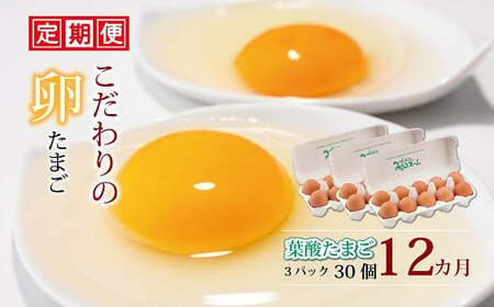 定期便 京都 こだわり卵 葉酸たまご 30個 12ヶ月 ( 卵 たまご 濃い 玉子 セット 玉子焼き 卵焼き 12か月 毎月 定期 12回 お届け 卵かけご飯 ゆで卵 鶏卵 卵黄  葉酸 ビタミン アミノ酸 たんぱく質 ) 