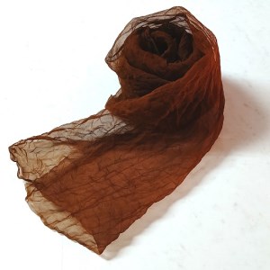 熊野番茶染め　シルクオーガンジースカーフ　こげ茶色（銅媒染）