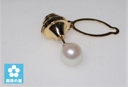 【050-87】真珠の里　アコヤ真珠　K18　8ｍｍ　タイピン*
