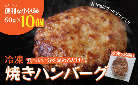 【冷凍】焼きハンバーグ10個　個包装されているから、食べたい時に食べたい分だけ! FCAV001