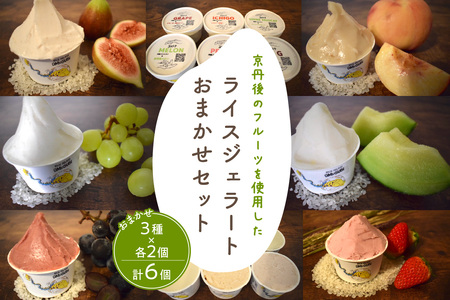 【フルーツ ジェラート】京丹後のフルーツを使用したライスジェラートおまかせセット 3種×2個（季節のフルーツはおまかせ）