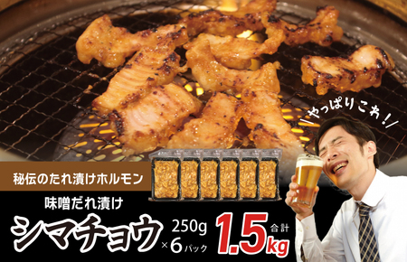 【焼肉屋の定番】シマチョウ 味噌だれ漬け 1.5kg 小分け 250g×6 牛肉 ホルモン 焼肉用 