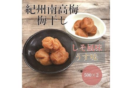 ＜贈答用＞最高級紀州南高梅大粒 食べ比べセット 500g×2（しそ味・うす味）【inm900-4】