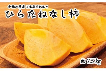 【ご家庭用わけあり】和歌山秋の味覚　平核無柿（ひらたねなしがき）　約7.5kg　※2024年10月上旬頃～2024年10月下旬頃より順次発送（お届け日指定不可）【uot718】