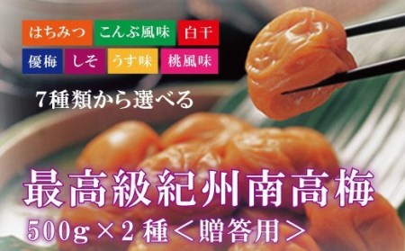 【贈答用】紀州南高梅 食べ比べセット 500g×2　（はちみつ・こんぶ風味）【inm900-9】