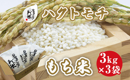 日置さん家のお米「ハクトモチ」（もち米）3kg×3袋【玄米・2023年産】