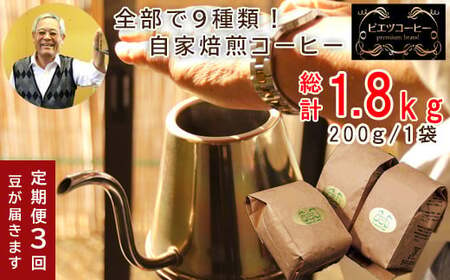 TP02：【3回定期便】【コーヒー豆】自家焙煎コーヒー　ギフト箱入り　600g×3回