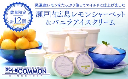 【数量限定】瀬戸内広島レモンシャーベット＆バニラアイスクリームセットＭ