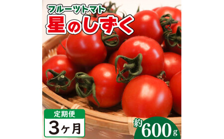 フルーツトマト 定期便 600g 3回 先行予約 2024年11月上旬 ～ 順次出荷 野菜 トマト 薄皮 星のしずく 完熟 高糖度 糖度 8度 スイーツ ジュース パスタ ソース サラダ ギフト 贈答用 徳島県 阿波市 原田トマト 