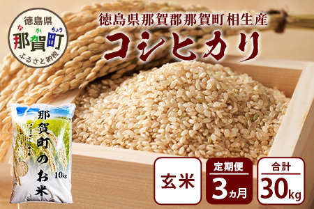 玄米 定期便3回 那賀町のお米(玄米) コシヒカリ 定期便 玄米 YS-27