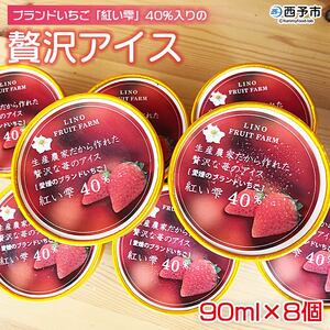 愛媛オリジナルブランドいちご「紅い雫」が40％も入った贅沢アイス（8個セット）