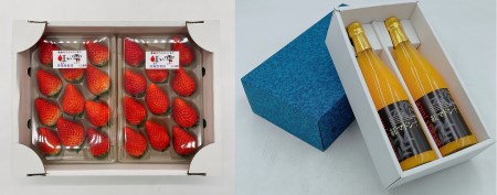 西予市宇和町産　谷口農園のいちご（紅い雫）２パックと紅マドンナジュースのセット