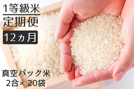 【定期便】1等級米 一粒からこだわる 真空パック無洗米 ヒノヒカリ 【2合（300g）×20袋×12ヵ月】