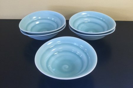 【伊万里焼】青磁うずまき小鉢 5個セット H577
