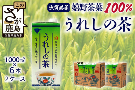 うれしの茶【1,000ml×6本入】×2ケース(嬉野茶葉 100%) 佐賀銘茶 緑茶 紙パック緑茶 大型容器緑茶 B-662