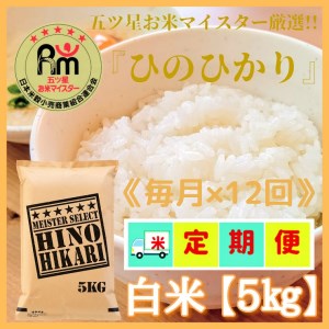 CI351_【１２回定期便】西日本で人気のお米！ヒノヒカリ白米５ｋｇ【五つ星お米マイスター厳選！】