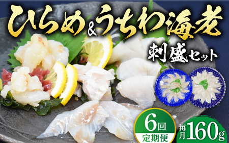 【全6回定期便】ひらめ&うちわ海老の刺盛セット 計960g(約160g×6回)[KAA246]/ 長崎 平戸 魚介類 魚 刺身 ひらめ ヒラメ 特産 海老 えび エビ ウチワエビ 定期便