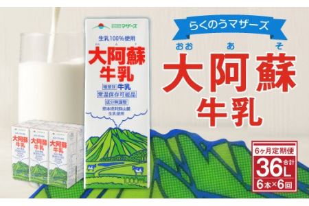 【6ヶ月 定期便】らくのうマザーズ 大阿蘇 牛乳 3.6％ 1L×6本