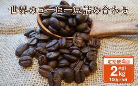 【4ヶ月定期便】世界のコーヒー豆詰め合わせ 500g (100g×5種) コーヒー 珈琲 豆 セット