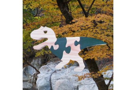 手づくり木製パズル（ティラノザウルス）企業組合みずから　環境に配慮　地産杉材　えごま油