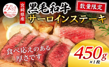 数量限定 宮崎県産黒毛和牛 サーロインステーキ 1ポンド 450g