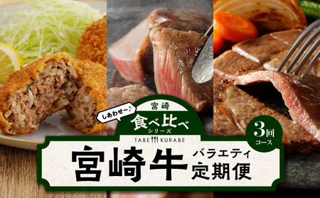 食べ比べシリーズ宮崎牛バラエティ定期便 肉 牛 牛肉 ミンチ サイコロステーキ サーロインステーキ