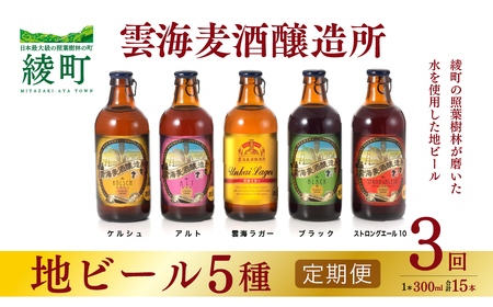 雲海麦酒醸造所 地ビール 5種 飲み比べ セット 【3回 定期便】(02-136)