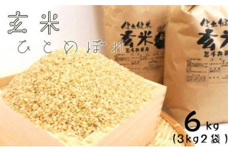 岩手県花巻産「健土健米」玄米(3kg×2袋） 【797】