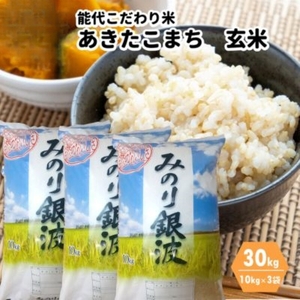 【玄米】秋田県産 あきたこまち 30kg (10kg×3袋) ごはんソムリエが選ぶ 能代こだわり米 令和5年産