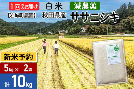 ※令和6年産 新米予約※【白米】〈減農薬〉秋田県由利本荘市産 ササニシキ 10kg(5kg×2袋)  新鮮パック 低農薬