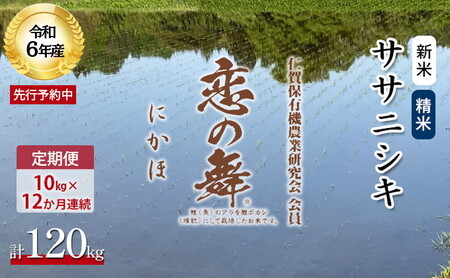 《定期便》令和6年産 新米 11月から発送 恋の舞 ササニシキ にかほ 精米 10kg 12ヶ月連続お届け 計120kg