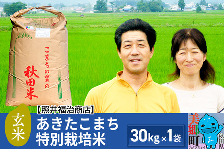 【玄米】令和5年産 あきたこまち特別栽培米 30kg（30kg×1袋）秋田県産 お米