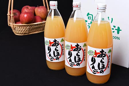 ストレート果汁100％ りんごジュース 1L×3本セット（非濃縮還元）「おらほのりんごジュース」　012-G-MM041