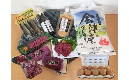 1-Q 馬刺し 馬焼肉 調味料 米 コシヒカリ2kg・馬刺モモ400g・馬刺しロース200g・桜焼き肉400g・濃口醤油道楽300ml・辛し味噌ダレ100g・みそさらら300g・にしん山椒漬け3本・鶏卵10個セット 国産 国産馬刺し 会津馬刺しロース 馬ユッケ◇