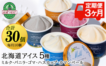 【定期便3ヵ月】トワ・ヴェールアイスクリーム10個セット(全5種×各2個) 工場直送 アイス カップ 食べ比べ 贈り物
