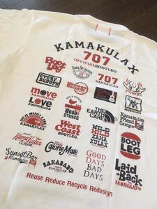 鎌倉ブランドの老舗「KAMAKULAX」の定番オリジナルALL LOGO Ｔシャツ【ホワイト】Lサイズ
