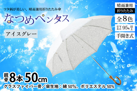 【アイスグレー】なつめペンタス　晴雨兼用折りたたみ傘 [J-035007_07]