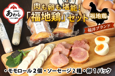 福井ブランド「福地鶏」セット（モモロール2本・2種のソーセージ・卵）お肉と卵が存分に堪能できる！