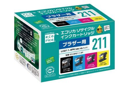エコリカ【ブラザー用】 LC211-4PK互換リサイクルインク　4色パック（型番：ECI-BR211-4P）
