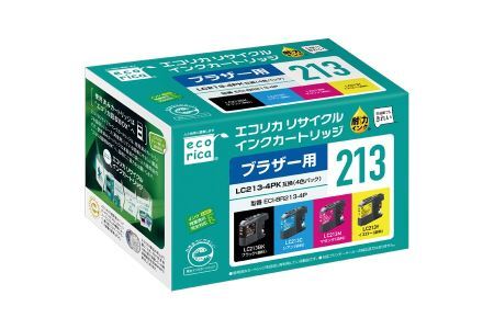 エコリカ【ブラザー用】 LC213-4PK互換リサイクルインク　4色パック（型番：ECI-BR213-4P）