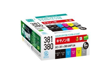 エコリカ【キヤノン用】 BCI-381+380/6MP互換リサイクルインク 6色パック（型番：ECI-C381-6P）