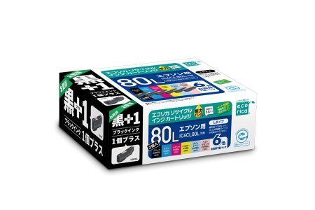 エコリカ【エプソン用】 IC6CL80L+ICBK80L互換リサイクルインク 6色パック+黒1個プラスお買い得 （型番：ECI-E80L6P+BK）