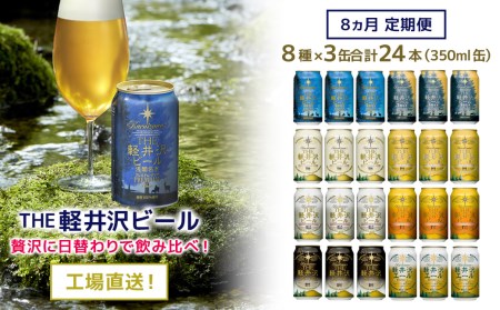 【8ヶ月定期便】クラフトビール24缶を詰め合わせた THE軽井沢ビール飲み比べセット