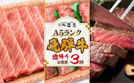 肉の匠家 飛騨牛 【霜降り 定期便 3カ月】 ステーキ  すき焼き  3回 肉  サーロインステーキ  TR3345
