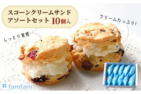  スコーンクリームサンドアソートセット 10P【famfam】 洋菓子 個包装 詰め合わせ   [TAK005]