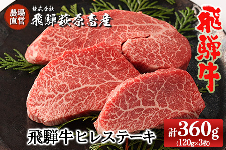 飛騨牛ヒレステーキ （120g×3枚） 牛肉 国産 ブランド牛  【22-18】【冷凍】