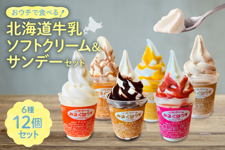 おウチで食べる北海道ソフトクリーム＆サンデーセット（6種類×2の12個セット）