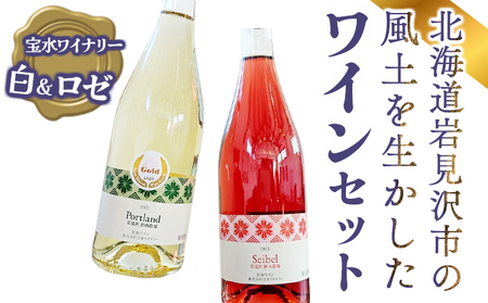 北海道岩見沢市の風土を生かした宝水ワイナリーワイン２本セット（白・ロゼ）【31101】