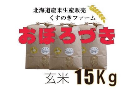 【令和5年産】北海道岩見沢産くすのきファームのおぼろづき玄米（15Kg）【34120】